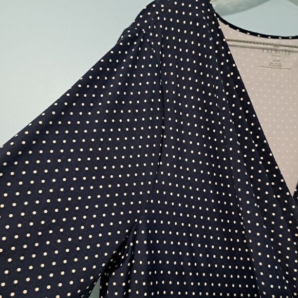 Talbots Polka Dot Print Faux Wrap Stretch Fabric Navy/White Size 22WP NWT - Picture 6 of 14